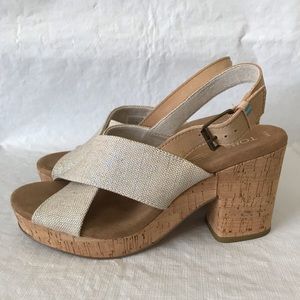 Toms Ibiza Tan Cork Platform Sandals